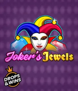 Discover the vibrant charm of Joker's Jewels slot by Pragmatic Play, showcasing a captivating joker's mask decorated with a multicolored jester hat. This graphic captures the joyful spirit of traditional joker games, set against a purple background. Ideal for those who love classic slot games, delivering a thrilling play experience. 